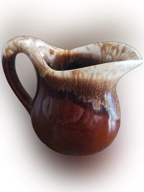 McCoy Pottery Brown and Cream Drip-Glaze Ceramic Pitcher